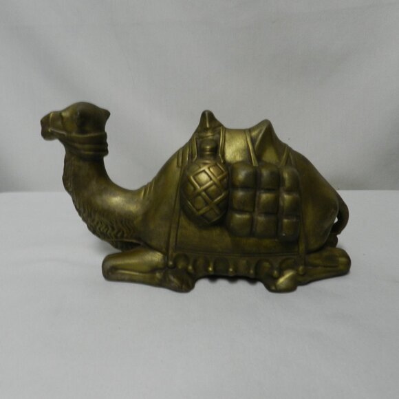 Nativity Vintage Chalkware Camel Christmas Figurine Sitting 10" x 5" Bronze - Picture 3 of 13